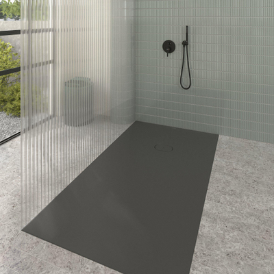 Villeroy & Boch Ecora douchebak - 180x100x4.5cm - afvoer korte zijde - anthracite (antraciet)