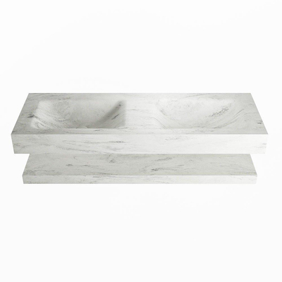 Mondiaz ALAN-DLUX Ensemble de meuble - 130cm - meuble Opalo mat - 0 tiroirs - Lavabo Cloud Opalo suspendu - vasque Gauche et droite - 0 trous de robinet