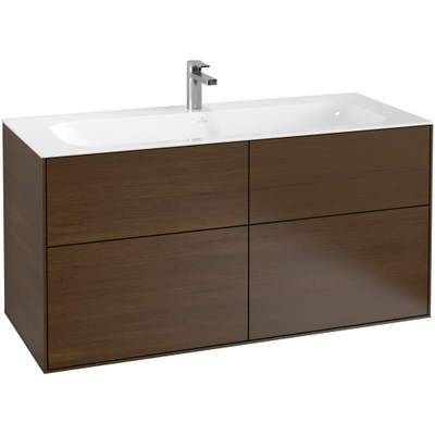 Villeroy & Boch finion wastafelonderbouwkast - met 4 laden - 119.6x59.1x49.8cm - voor meubelwastafel - 4164 - Walnut Veneer (mat hout)