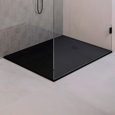 BRAUER Asteroid Receveur de douche 100x140 incl. antidérapant et antibactérien marbre de synthèse noir mat