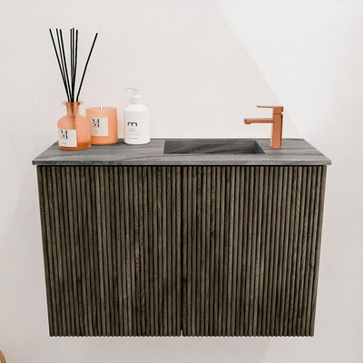 Mondiaz JOYA-DLUX 60cm toiletmeubel - kleur Shadow - Wastafel FAYE positie Rechts 1 kraangat kleur Sombra.