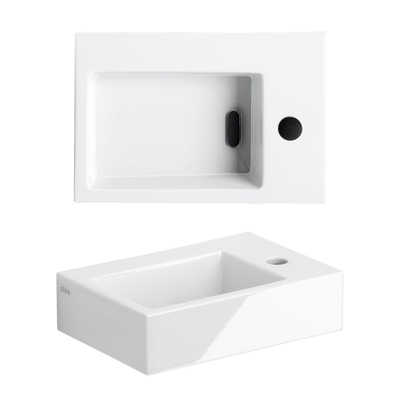 Clou Flush 2 fontein - 36x24.5x9cm - met kraangat - met plug - Keramiek Wit