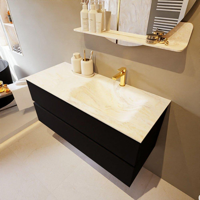 Mondiaz VICA-DLUX ensemble de meuble de salle de bain - 110cm - meuble sous-vasque urban - 2 tiroirs - lavabo encastré cloud droite - 1 trou de robinet - version haute de 60cm - ostra