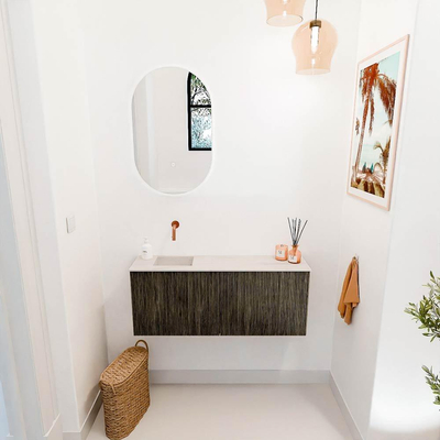 Mondiaz JOYA-DLUX 100cm toiletmeubel - kleur Shadow - Wastafel FAYE positie Links Zonder kraangat kleur Meli.