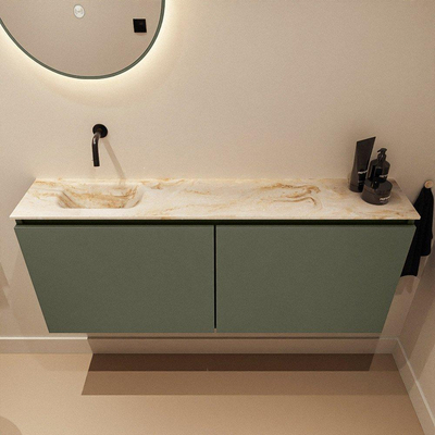 MONDIAZ TURE-DLUX 120cm toiletmeubel Army. EDEN wastafel Frappe positie links. Zonder kraangat.