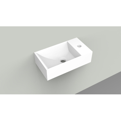 Arcqua marble lave-mains libre 40x22x12cm trou de robinet à droite blanc mat