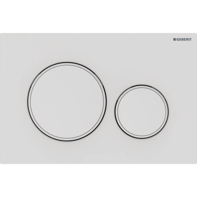 Geberit Sigma20 bedieningplaat, 2-toets spoeling frontbediening voor toilet 24.6x16.4cm mat wit TWEEDEKANS