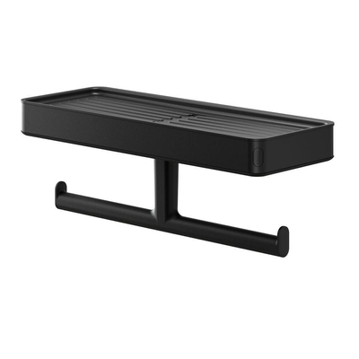 Tiger Carv Toiletrolhouder - dubbel - met planchet - zwart