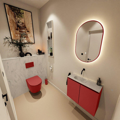 MONDIAZ TURE-DLUX 60cm toiletmeubel Fire. EDEN wastafel Opalo positie links. Zonder kraangat.