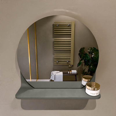 Mondiaz SPOT miroir – Ø 40 cm – avec tablette – Smoke (brun clair)
