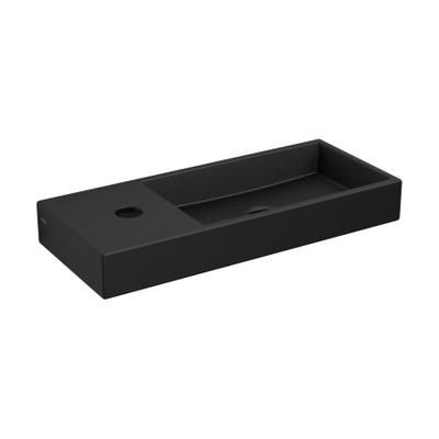 Clou Mini Wash Me fontein 45x19cm kraangat links Keramiek Zwart mat