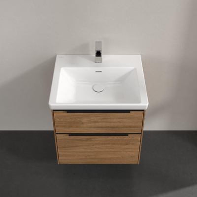 Villeroy & Boch Subway 3.0 Wastafelonderkast - met verlichting - 2 uittrekladen - 572x576x478mm - Oak Kansas (mat hout)