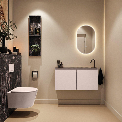 MONDIAZ TURE-DLUX Meuble WC 100cm Rosee. Lavabo EDEN Lava position droite. Avec 1 trou de robinet.