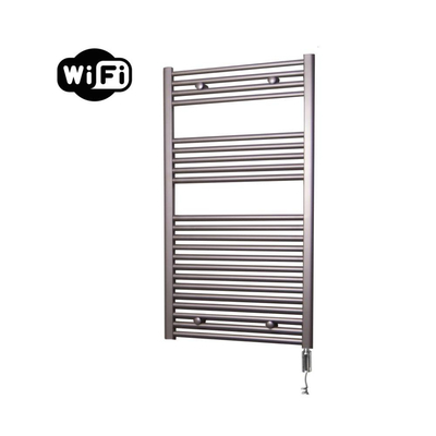 Sanicare HVW Elektrische Radiator - 111.8x60cm - 730W - wifi - thermostaat - chroom - rechtsonder - inox look (zilver)