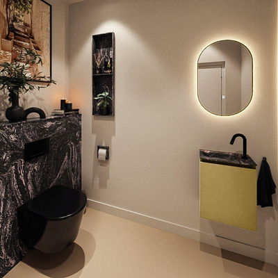 MONDIAZ TURE-DLUX Meuble toilette - 40cm - Oro - EDEN - vasque Lava - position gauche - 1 trou de robinet