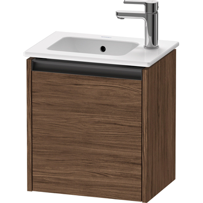 Duravit Ketho 2 meuble lave-mains avec 1 porte 41x29.2x44cm gauche, avec poignée anthracite noyer foncé mat