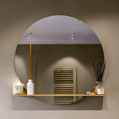 Miroir de salle de bain Mondiaz SPOT - rond 100cm - plan de miroir - couleur Ocre
