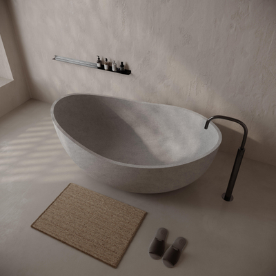 Ideavit Idea.sense vrijstaande badkuip - 160x97.5x58cm - incl. pup-up afvoer - beton D1