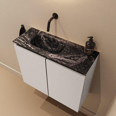 MONDIAZ TURE-DLUX 60cm toiletmeubel Linen. EDEN wastafel Lava positie links. Zonder kraangat.