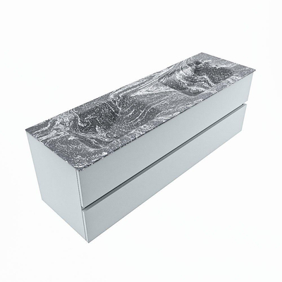 Mondiaz VICA-DLUX ensemble de meuble de salle de bain - 150cm - meuble sous-vasque argile - 2 tiroirs - lavabo encastré nuage double - 2 trous de robinet - version haute de 60cm - lave