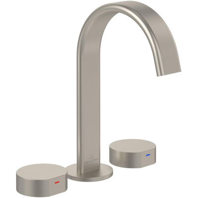 Villeroy & Boch Dawn wastafeluitloop set - zonder pop up afvoergarnituur - Brushed Nickel (rvs)