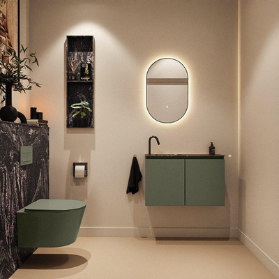 MONDIAZ TURE-DLUX Meuble toilette - 80cm - Army - EDEN - vasque Lava - position gauche - 1 trou de robinet