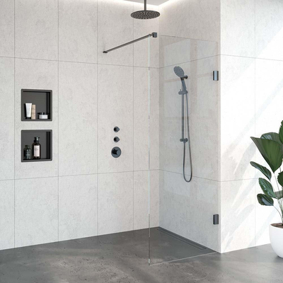 BRAUER Void inloopdouche helder glas 80x200 incl. glascoating PVD gunmetal geborsteld