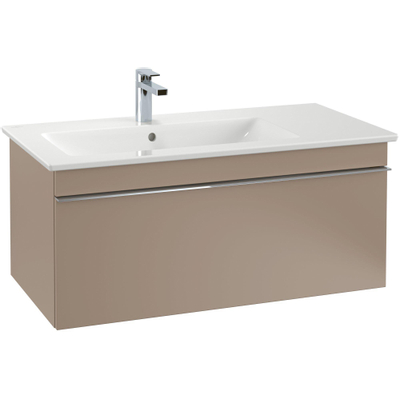 Villeroy & Boch venticello Meubelwastafel wasbak links - 1 kraangat - 100x50cm geschikt - voor 3 kraangaten overloop - White Alpine (glans wit)