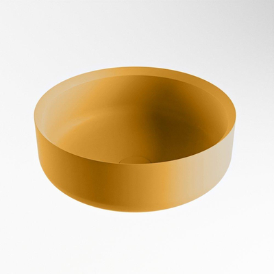 Mondiaz Coss Waskom - 36x36x13cm - rond - opbouw - Solid surface - Ocher