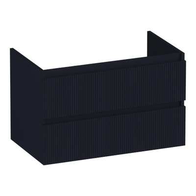BRAUER Joy Wavy wastafelonderkast 80 2 softclose lades - greeploos - 1 sifon uitsparing - mat zwart