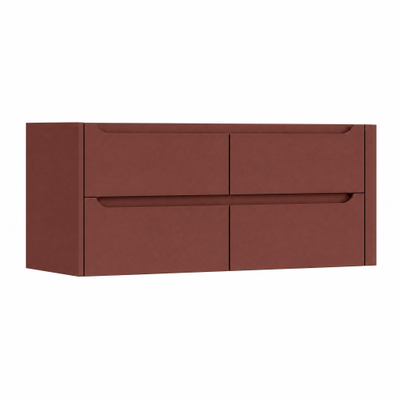 H&R Badmeubelen Juice Wastafelonderkast - 120x45x50cm - rechterhoek afgerond - 4 lades - geïntegreerde greep - terra mat