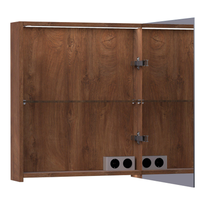 BRAUER Impress Deluxe spiegelkast – 59x70x15 cm – directe LED – rechtsdraaiende – Forest Cacao