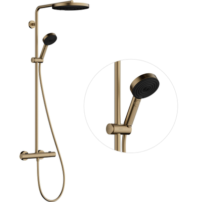 Hansgrohe Pulsify S Puro Puro1jet - showerpipe - ecosmart - 260 - thermostatisch - 3jet - handdouche en doucheslang - 160cm - thermostaat - geborsteld brons
