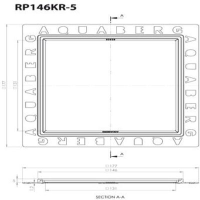 Aquaberg siphon de rénovation en plastique avec grille en acier inoxydable et bord décoratif 146x146mm hauteur d'encastrement 5mm acier inoxydable brillant