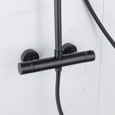Adema Sparkle 2.0 regendoucheset – thermostatisch – Ø20 cm hoofddouche – handdouche – glijstang 114,5 cm – zwart mat