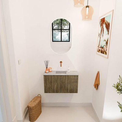 Mondiaz JOYA-DLUX 70cm toiletmeubel - kleur Dusk - Wastafel FAYE positie Midden Zonder kraangat kleur Glace.