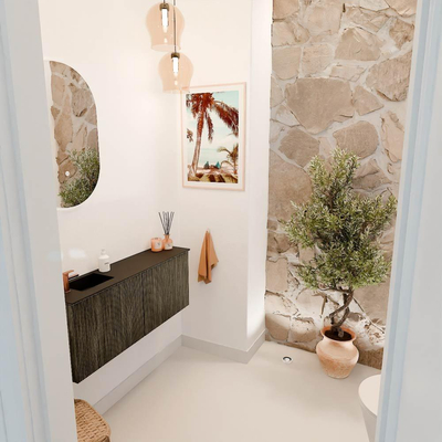 Mondiaz JOYA 100cm toiletmeubel - kleur Shadow - Wastafel FAYE positie Links 1 kraangat kleur Urban.