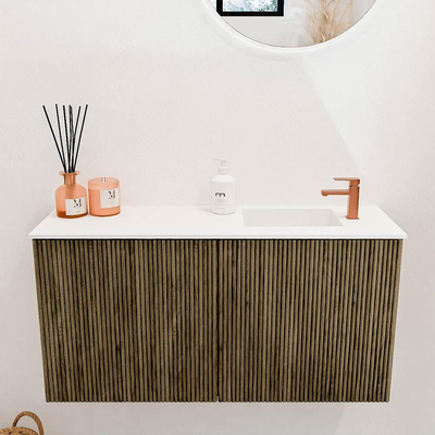 Mondiaz JOYA 80cm toiletmeubel - kleur Dusk - Wastafel FAYE positie Rechts 1 kraangat kleur Talc.