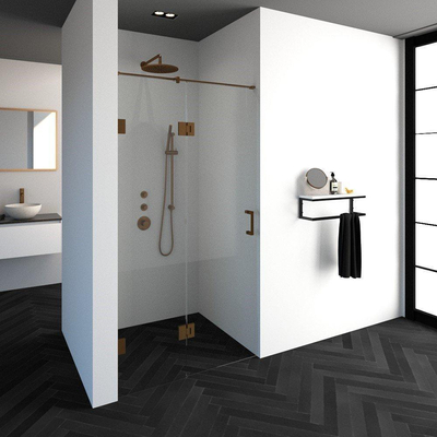 BRAUER Créer porte de douche 110x200cm 2 pièces sans cadre avec anti-calcaire et verre de sécurité 8mm cuivre