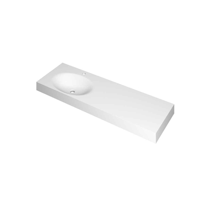 INK Smooth lavabo - 140x45x9cm - 1 cuve à gauche - 1 trou de robinet - polystone blanc mat