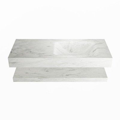 MONDIAZ ALAN - DLUX Badkamermeubelset - 110cm - planchet met vrijhangende wastafel - wasbak rechts - 1 kraangat - Opalo