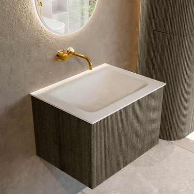 Ensemble de meuble de salle de bain Mondiaz KURVE - 60x46x40cm - 1 tiroir - lavabo en solid surface - milieu - sans trou de robinet - Shadow