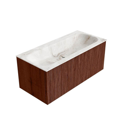 Mondiaz KURVE-DLUX Badkamermeubelset - 100x46x40cm - 1 lade - wastafel solid surface - midden - zonder kraangat - Ruby