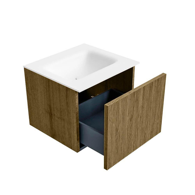 Mondiaz KURVE Badkamermeubelset - 50x46x40cm - 1 lade - wastafel solid surface - midden - 1 kraangat - Dusk