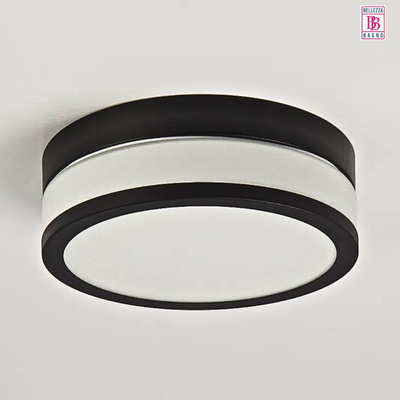 Bellezza Bagno Plafond/wandlamp - SMD LED - 34.7cm - mat zwart/mat wit glas