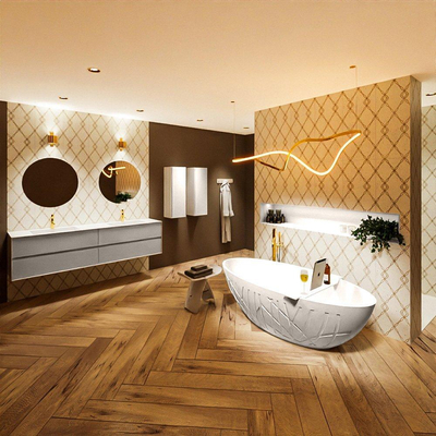 MONDIAZ HOLM Vrijstaand bad - 180x85cm - solid surface - mat linen (beige)