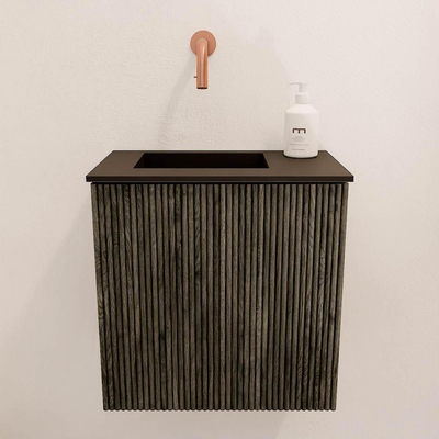 Mondiaz JOYA 40cm toiletmeubel - kleur Shadow - Wastafel FAYE positie Links Zonder kraangat kleur Urban.