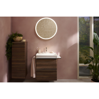 Hansgrohe Xelu Q Armoire mi-haute - 106.5x40x35cm - 1 porte - poignée blanc mat - fermeture amortie - charnière gauche - dark walnut
