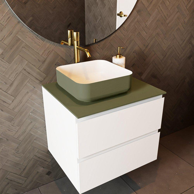 Mondiaz TOP 51 Topblad - 40x51x0.9cm - geschikt voor afdekplaat - Solid surface - Army