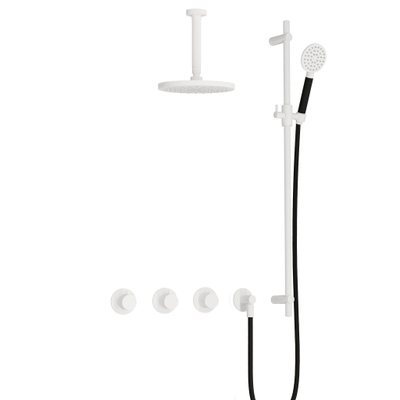 Hotbath Cobber IBS70 Regendoucheset - inbouw - 15cm plafondarm - 20cm ronde hoofddouche - 3 standen handdouche - glijstang - mat wit